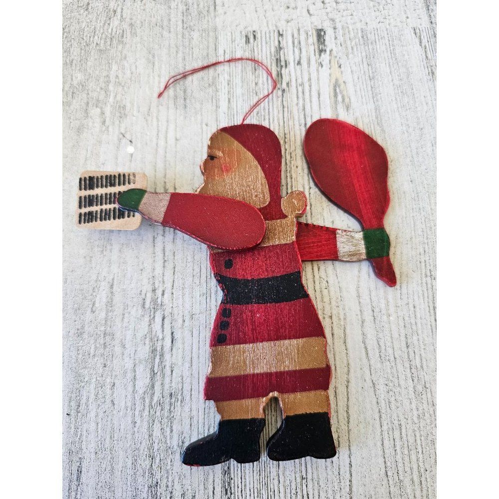 Wooden jointed Santa paper bag ornament Xmas tree